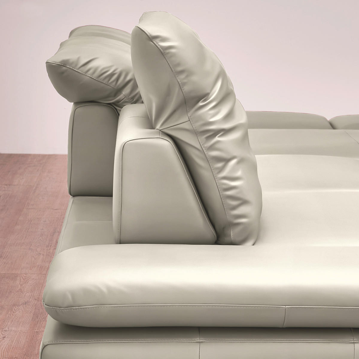 ECKSOFA in Echtleder Hellgrau  200/315 cm  - Silberfarben/Hellgrau, Design, Leder/Metall (200/315cm) - Chilliano