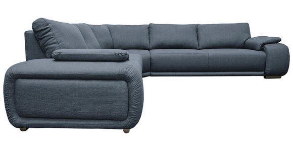 ECKSOFA Blau Struktur Rückenkissen, Rücken echt  - Chromfarben/Blau, KONVENTIONELL, Textil/Metall (310/280cm) - Carryhome