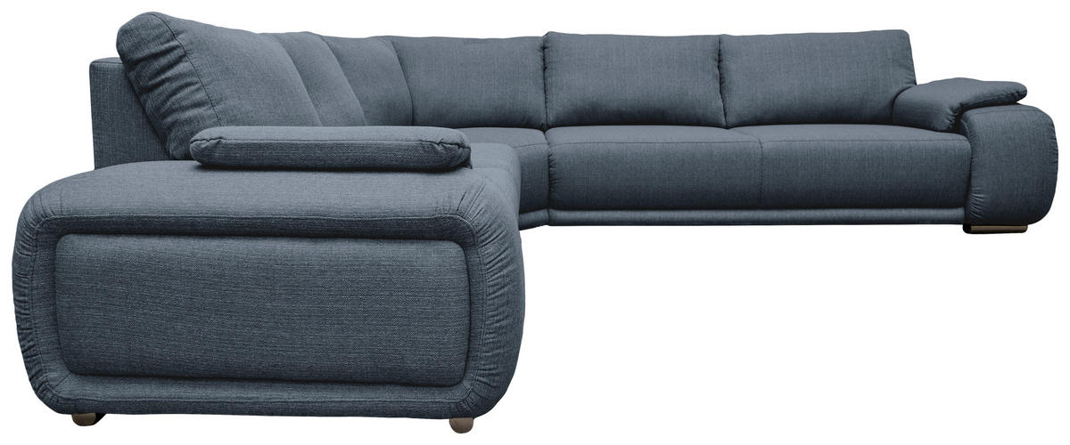 ECKSOFA Blau Struktur  - Chromfarben/Blau, KONVENTIONELL, Textil/Metall (310/280cm) - Carryhome