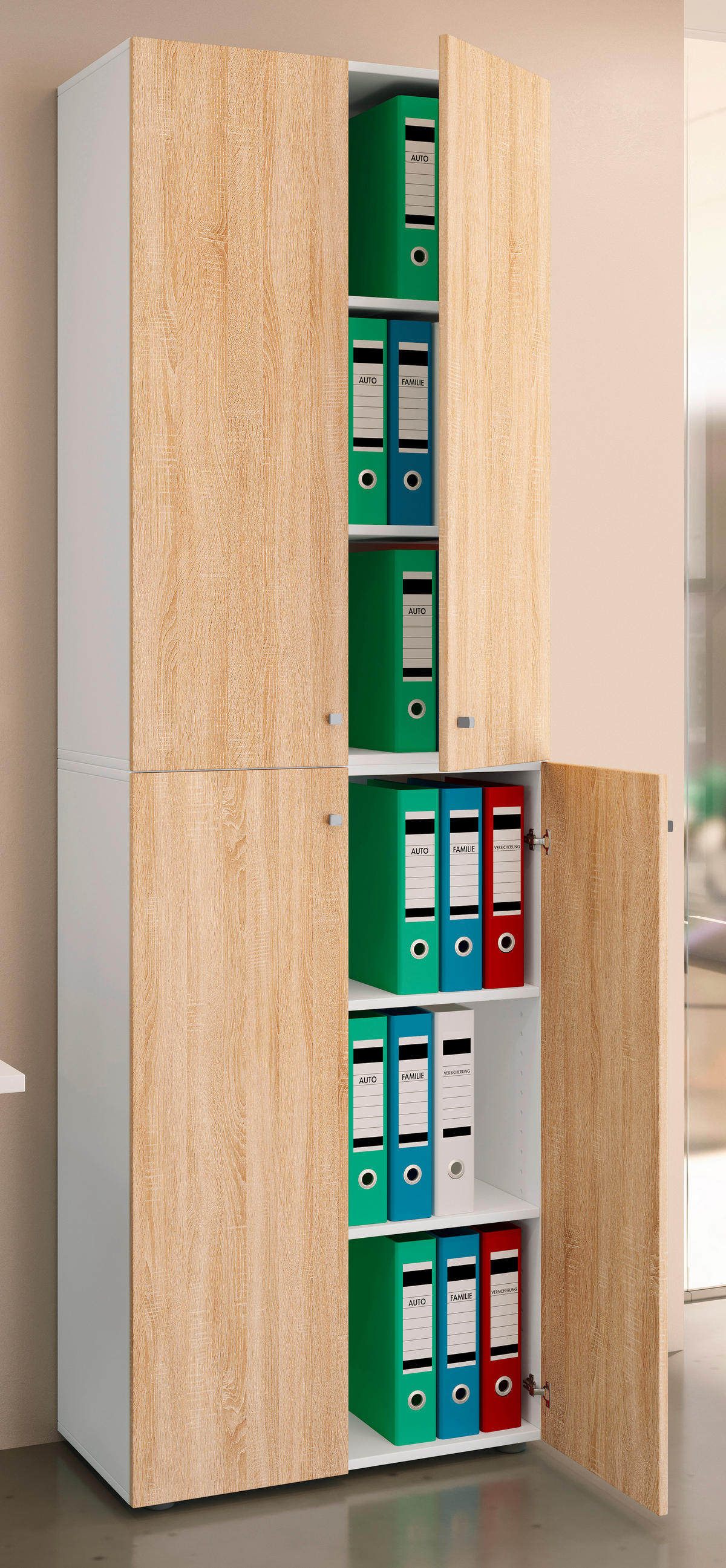 AKTENSCHRANK Weiß, Sonoma Eiche  - Weiß/Sonoma Eiche, Design, Holzwerkstoff (70/220/39cm) - MID.YOU