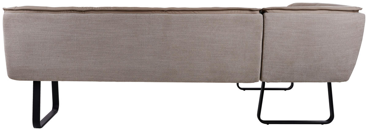 ECKBANK 178/237 cm Webstoff Echtleder Taupe   - Taupe/Schwarz, Design, Leder/Textil (178/237cm) - Novel