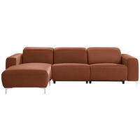 ECKSOFA in Echtleder Braun  - Chromfarben/Braun, Design, Leder/Metall (177/292cm) - Pure Home Lifestyle