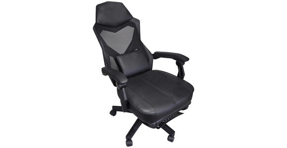 GAMINGSTUHL  in Lederlook, Netzbespannung Schwarz  - Schwarz, MODERN, Kunststoff/Textil (59/107-117/58cm) - Carryhome