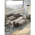 2,5-SITZER in Leder Graubraun  - Graubraun/Schwarz, Design, Leder/Metall (200/102/92cm) - Johann Jakob
