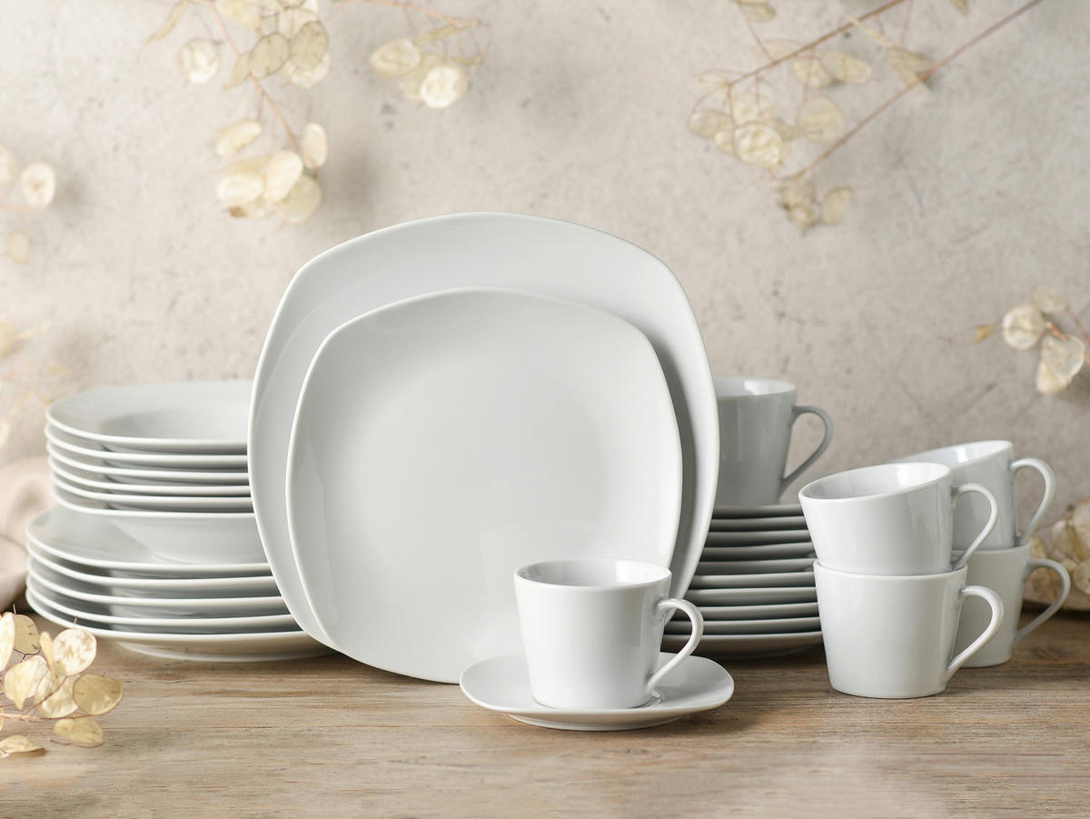 KOMBINOVANÁ SOUPRAVA, 30dílné, porcelán - bílá, Basics, keramika (34,4/29,2/35cm)