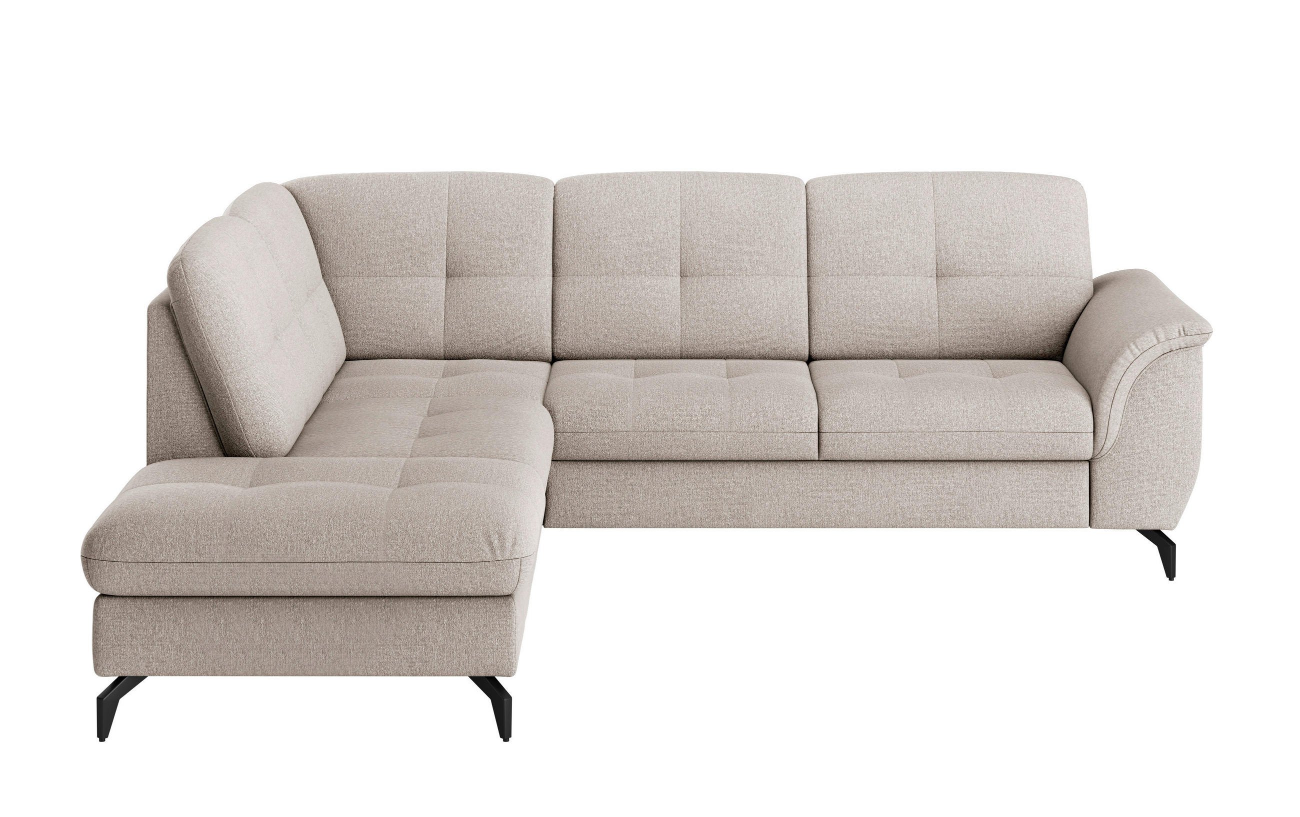 ECKSOFA in Flachgewebe Greige  - Greige/Schwarz, Modern, Textil/Metall (212/244cm) - Sit & More