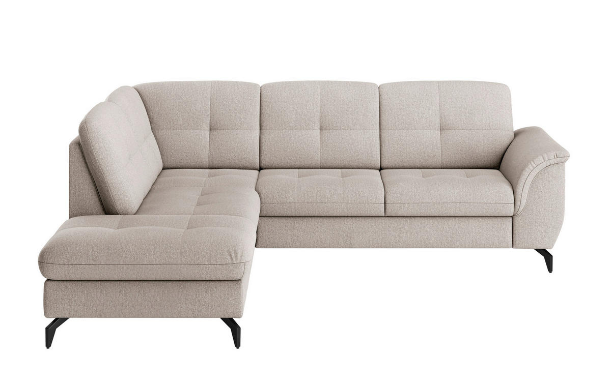 ECKSOFA in Flachgewebe Greige  - Greige/Schwarz, Modern, Textil/Metall (212/244cm) - Sit & More