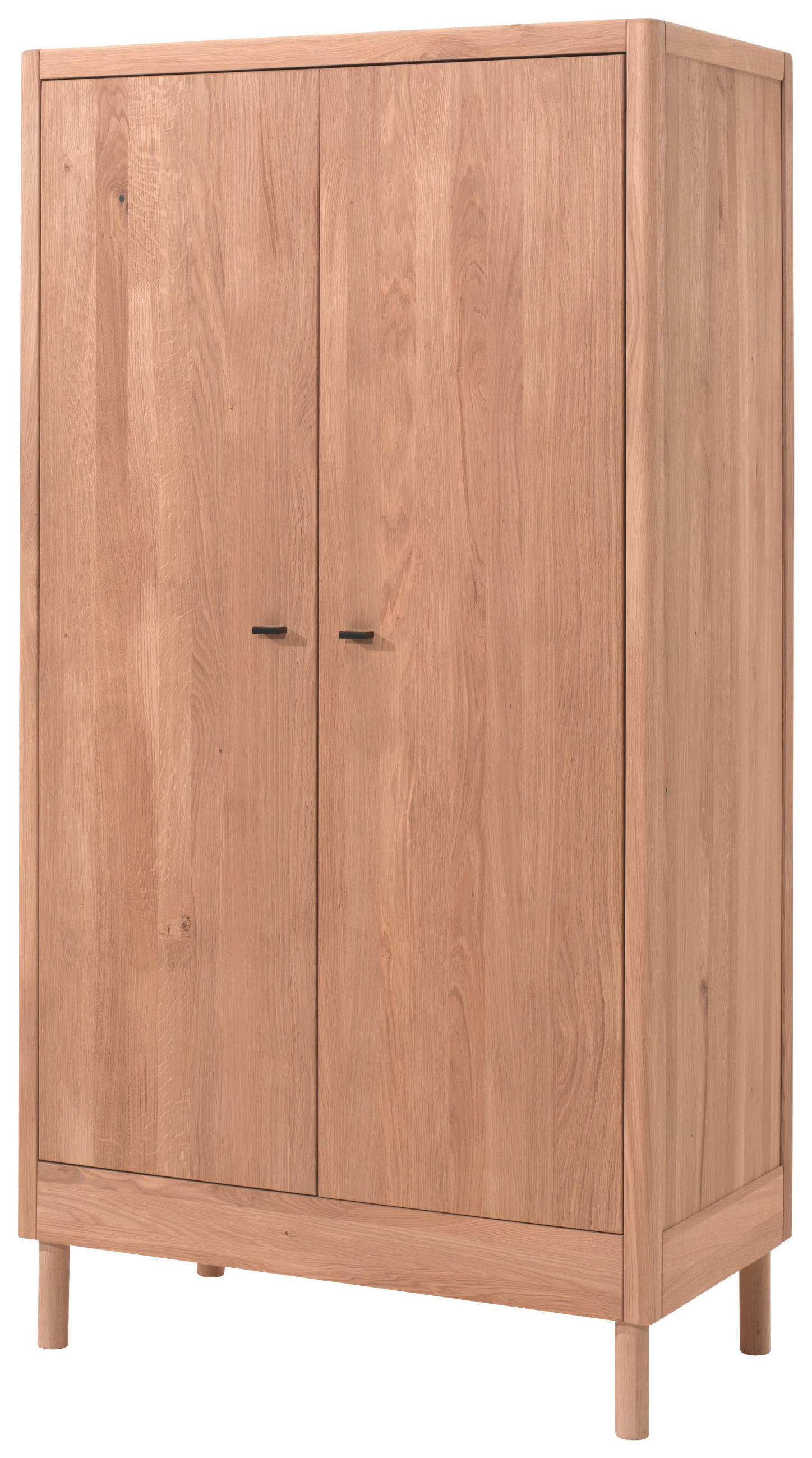 DREHTÜRENSCHRANK 2-türig Eiche massiv Naturfarben  - Schwarz/Naturfarben, MODERN, Holz/Metall (100/190/55cm) - MID.YOU