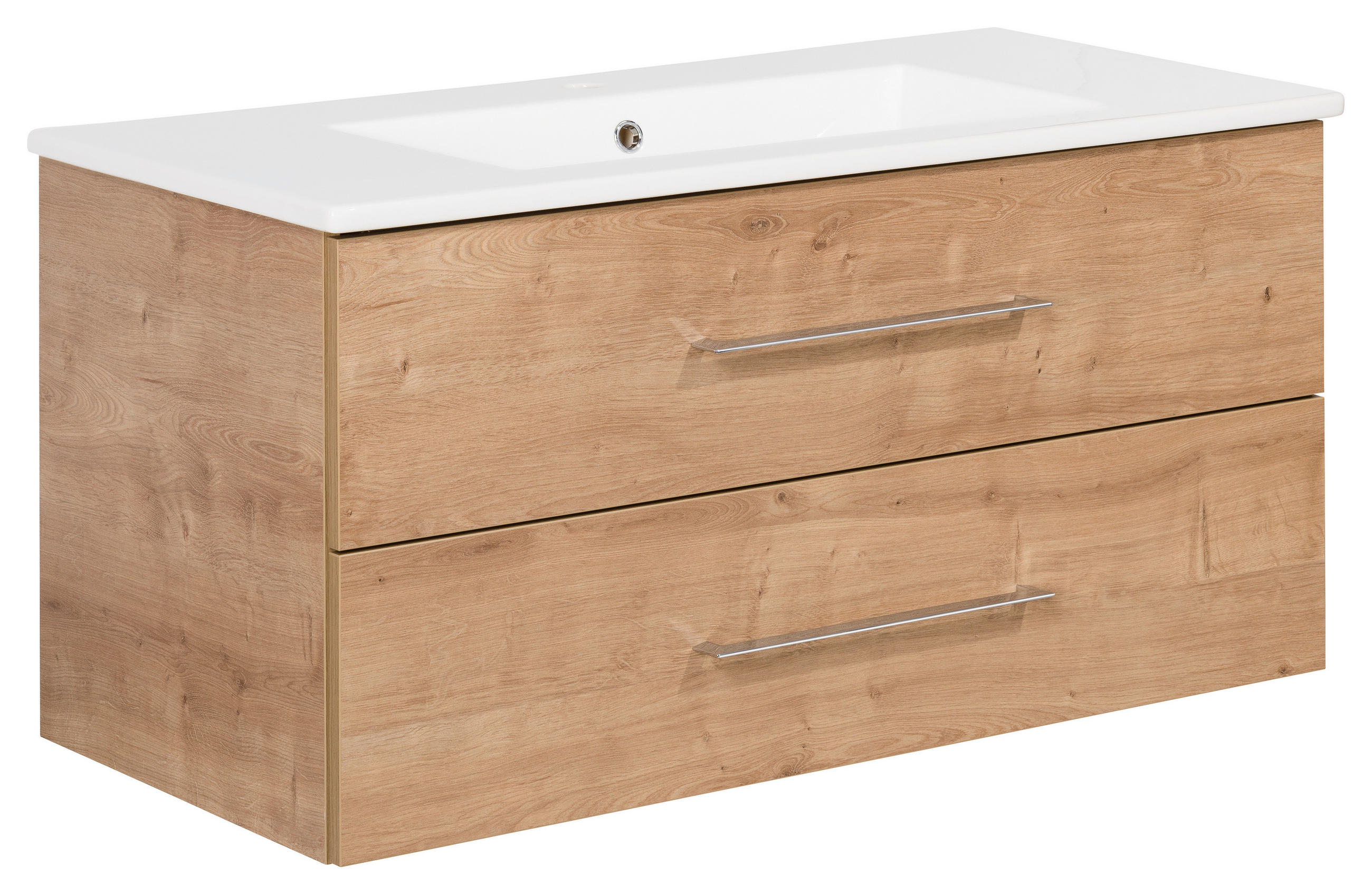 WASCHTISCHKOMBI 103 cm  - Eichefarben/Silberfarben, MODERN, Keramik/Holzwerkstoff (103cm) - MID.YOU