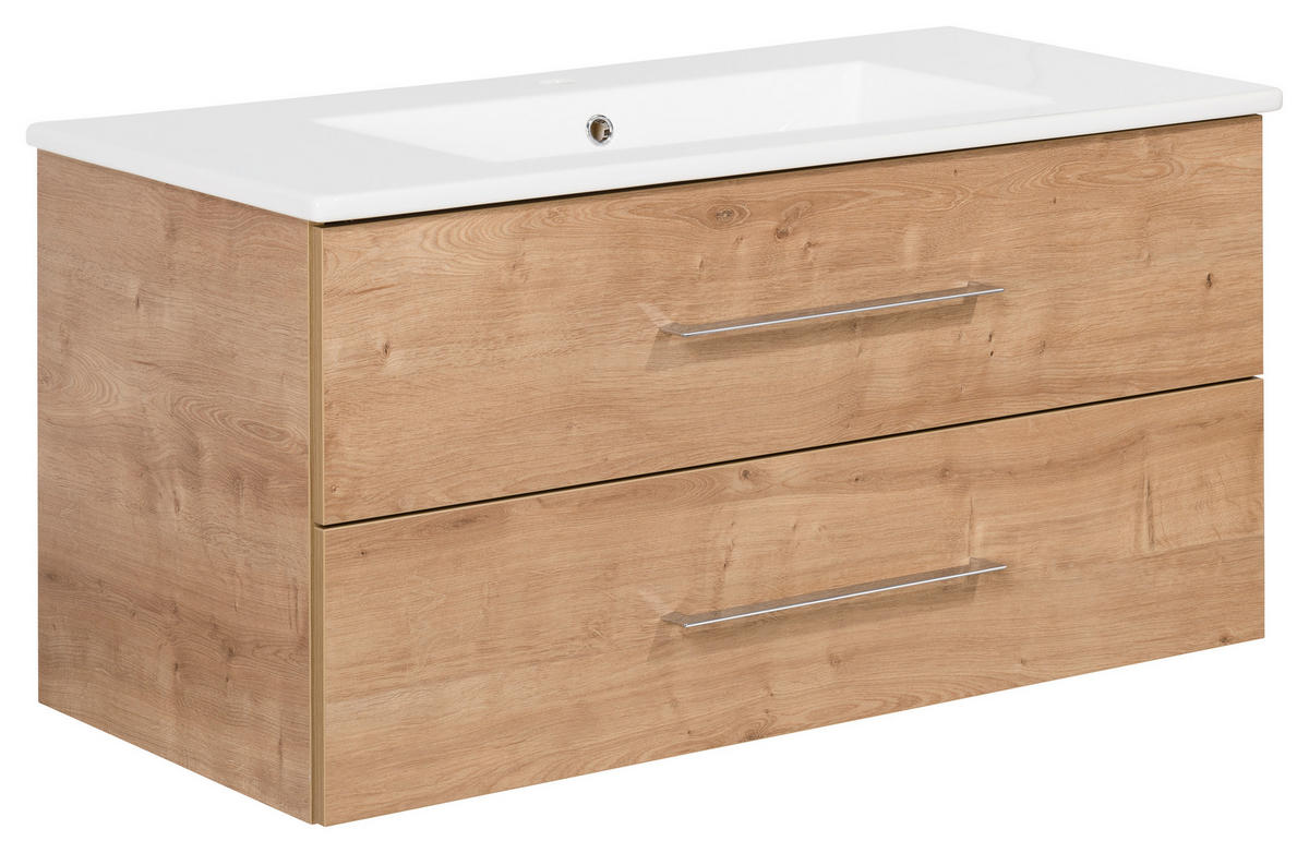 WASCHTISCHKOMBI 103 cm  - Eichefarben/Silberfarben, MODERN, Keramik/Holzwerkstoff (103cm) - MID.YOU