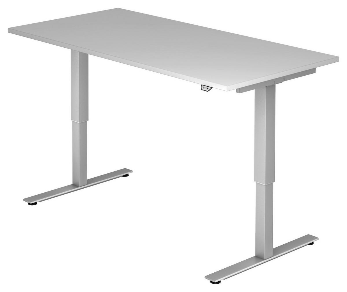 SCHREIBTISCH 160/80/72-119 cm  in Grau  - Silberfarben/Grau, KONVENTIONELL, Holzwerkstoff/Metall (160/80/72-119cm) - Venda