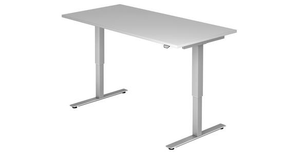 SCHREIBTISCH 160/80/72-119 cm  in Grau  - Silberfarben/Grau, KONVENTIONELL, Holzwerkstoff/Metall (160/80/72-119cm) - Venda