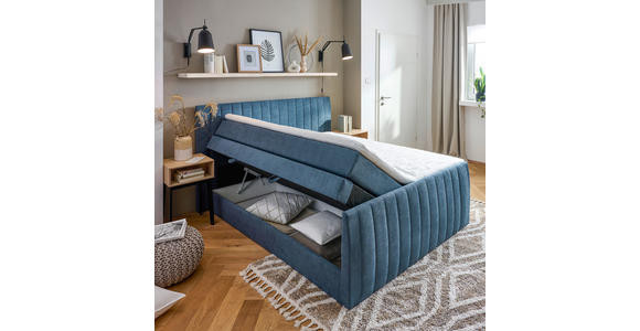 BOXSPRINGBETT 160/200 cm  in Blau  - Blau/Schwarz, KONVENTIONELL, Kunststoff/Textil (160/200cm) - Carryhome