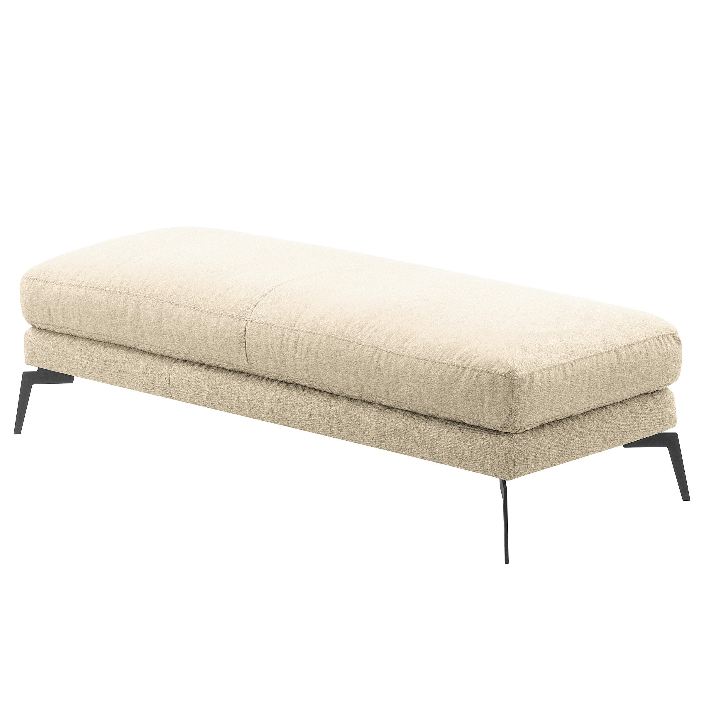 HOCKER BERLIN Webstoff Creme  - Creme/Schwarz, Design, Textil/Metall (163/46/62cm) - Livetastic