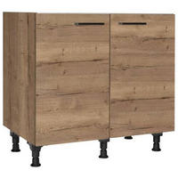 SPÜLENUNTERSCHRANK 90/87/56 cm  in Eiche dunkel  - Eiche dunkel/Schwarz, MODERN, Holzwerkstoff/Metall (90/87/56cm) - Nobilia