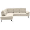 ECKSOFA in Lederlook, Mikrofaser Creme  - Creme/Schwarz, Design, Textil/Metall (194/261cm) - Beldomo System