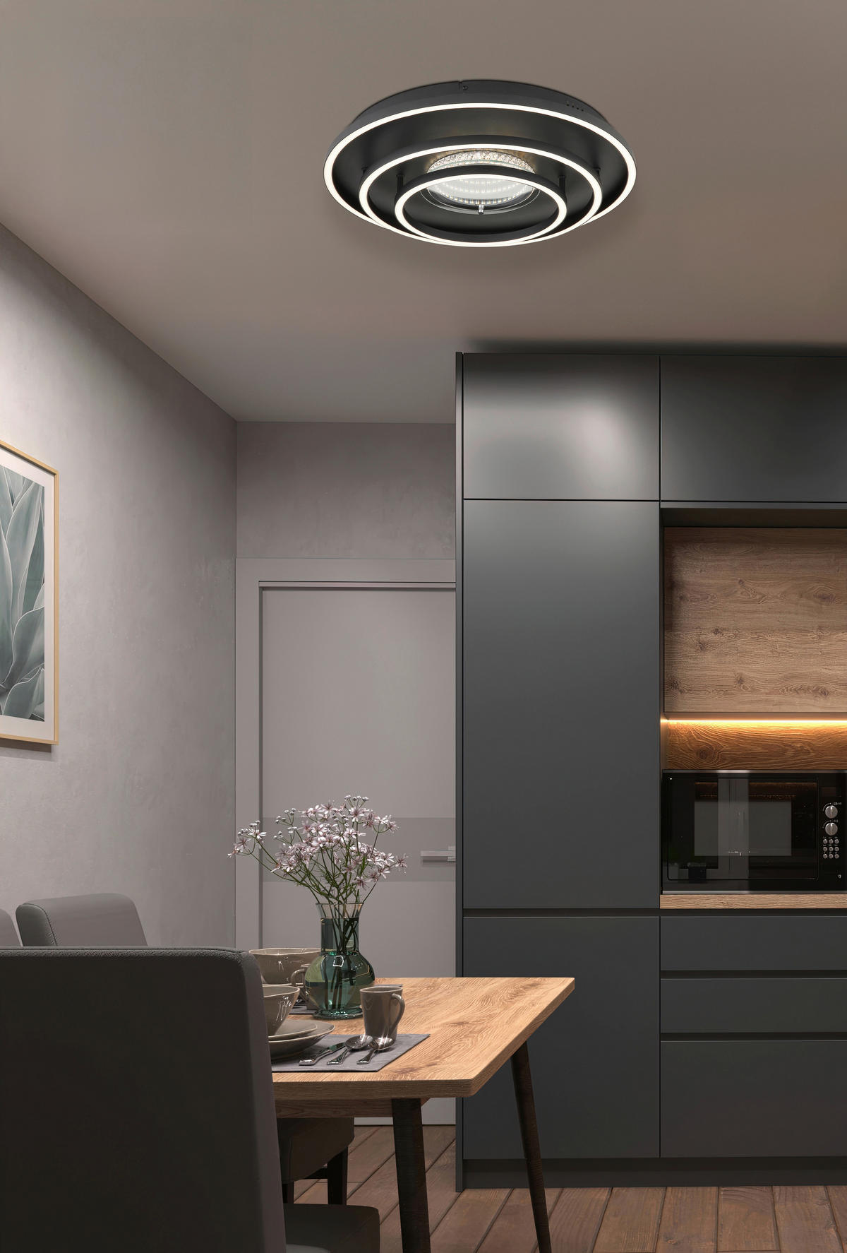 LED-DECKENLEUCHTE 72,2/51,7/10 cm   - Schwarz/Weiß, Design, Kunststoff/Metall (72,2/51,7/10cm) - Globo