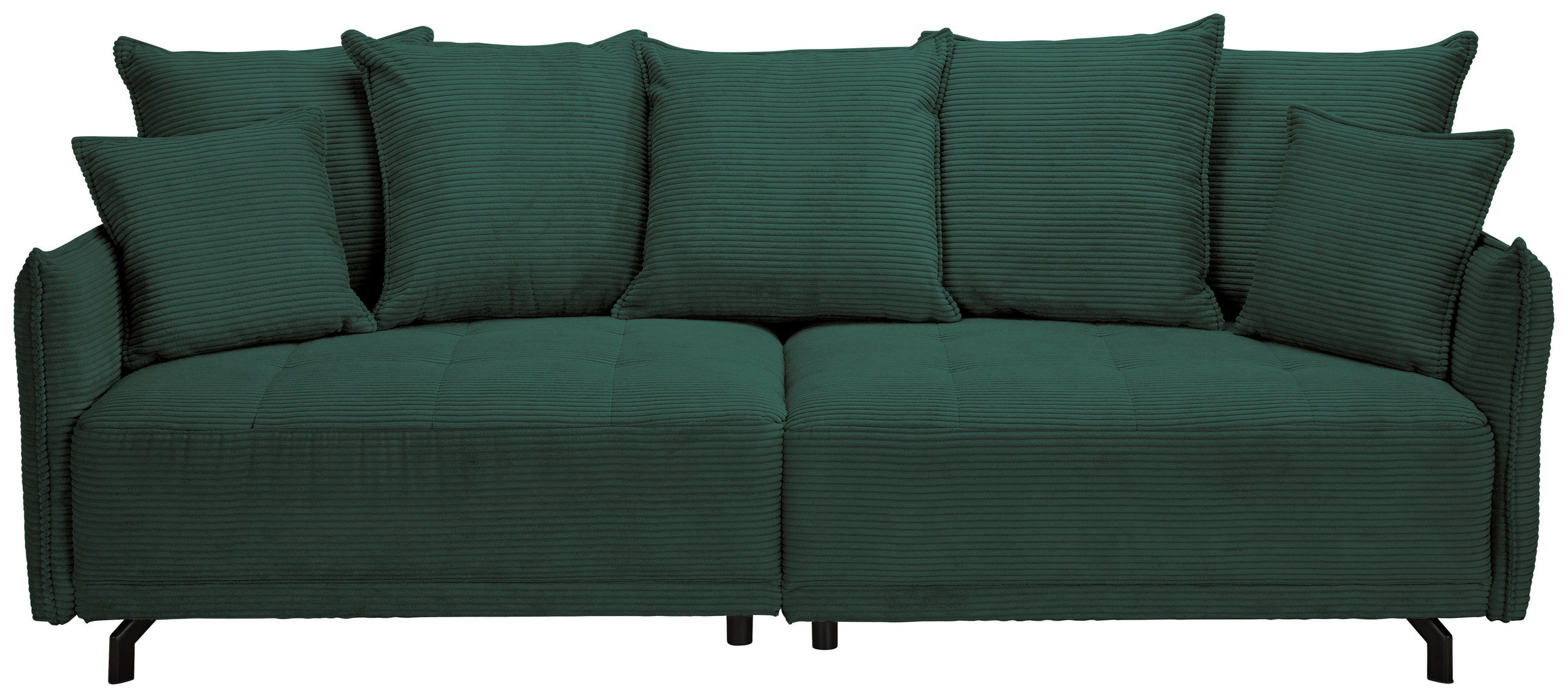 BIGSOFA in Cord Dunkelgrün  - Dunkelgrün/Schwarz, Design, Textil/Metall (226/91/103cm) - Carryhome