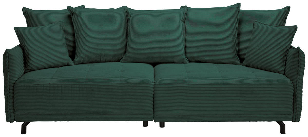 BIGSOFA in Cord Dunkelgrün  - Dunkelgrün/Schwarz, Design, Textil/Metall (226/91/103cm) - Carryhome