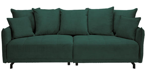 BIGSOFA in Cord Dunkelgrün - Dunkelgrün/Schwarz, Design, Textil/Metall (226/91/103cm) - Carryhome