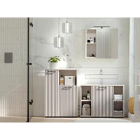 BADEZIMMER 3-teilig  in 155 cm  - Kaschmir/Schwarz, Trend, Glas/Holzwerkstoff (155cm) - Respekta