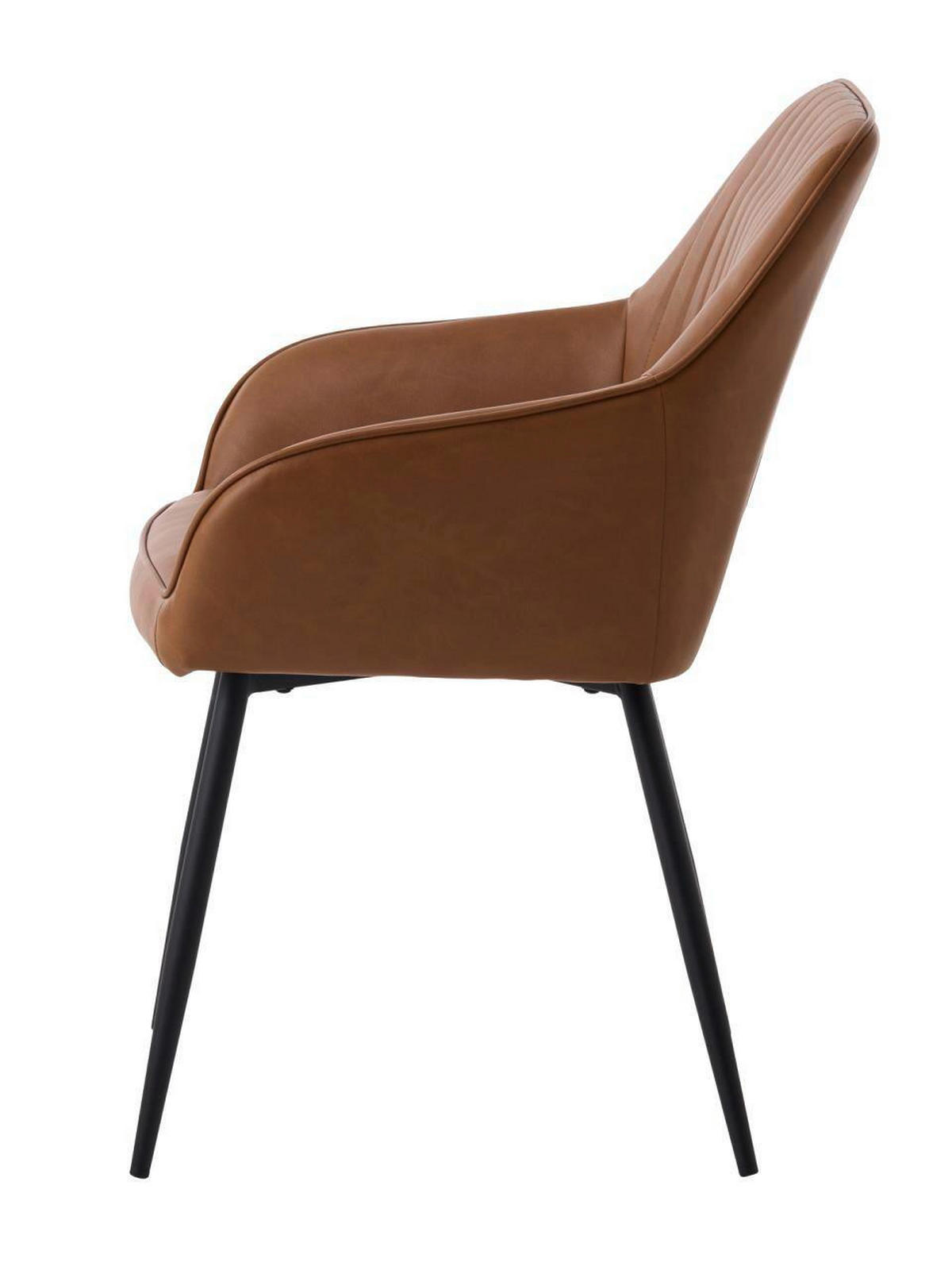 ARMLEHNSTUHL-SET 2 Stück  in Lederlook  - Cognac/Schwarz, MODERN, Textil/Metall (58/84/59,5cm) - Livetastic