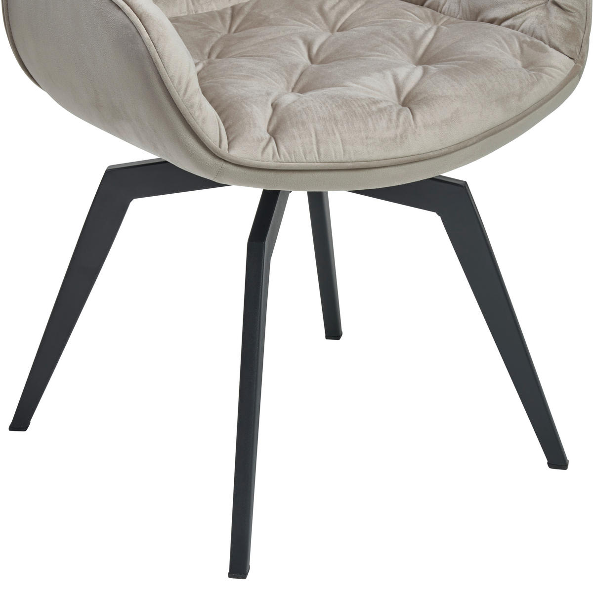 ARMLEHNSTUHL  Sitzfläche 360° drehbar, inklusive Armlehnen Samt  - Hellbraun/Schwarz, Modern, Textil/Metall (60/84/64cm) - Livetastic