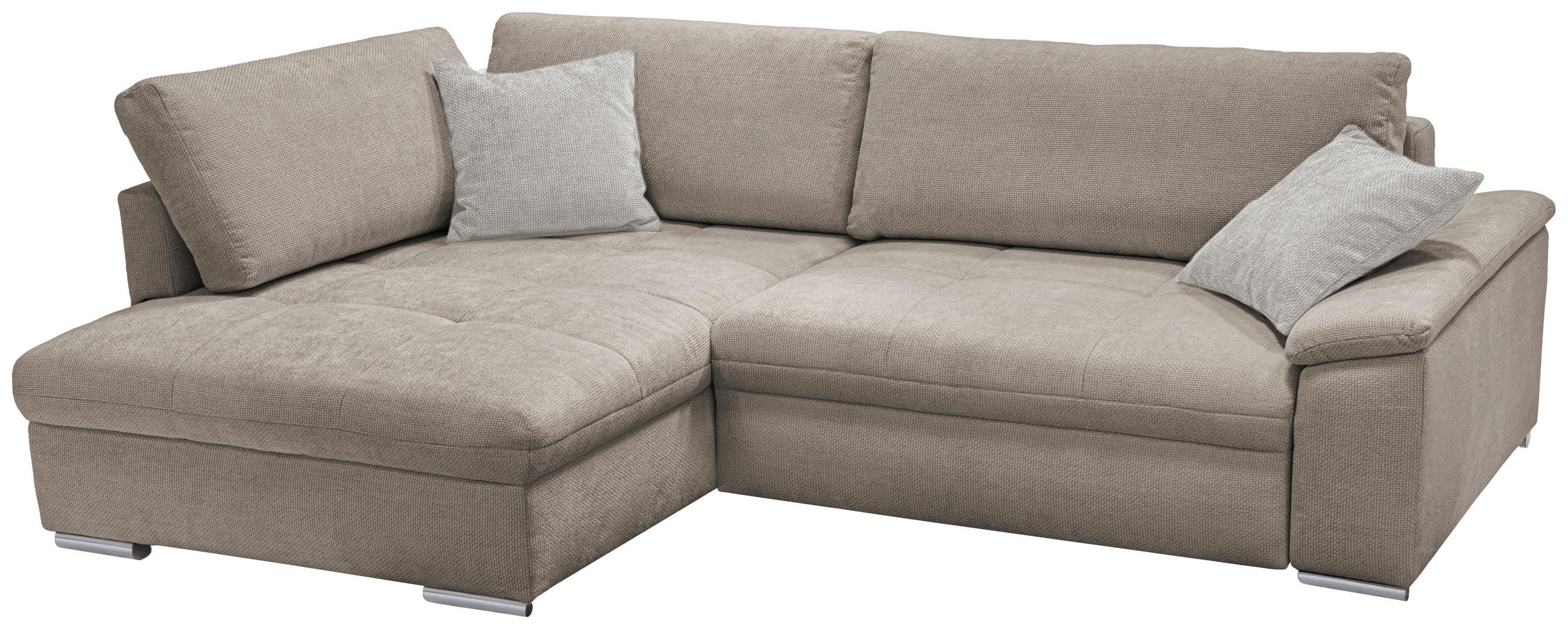 ECKSOFA in Struktur, Chenille Hellbraun  - Hellbraun/Beige, Design, Textil/Metall (178/268cm) - Livetastic