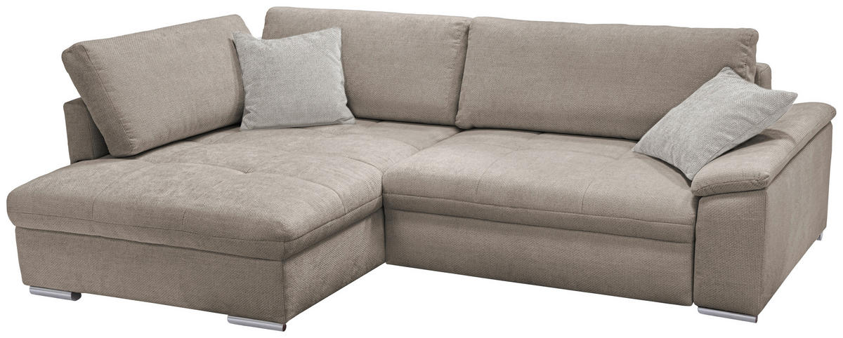ECKSOFA in Struktur, Chenille Hellbraun  - Hellbraun/Beige, Design, Textil/Metall (178/268cm) - Livetastic