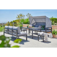 LOUNGEGARNITUR 17-teilig  200/260 cm  Aluminium  - Dunkelgrau/Anthrazit, Design, Glas/Textil (200/260cm) - Amatio