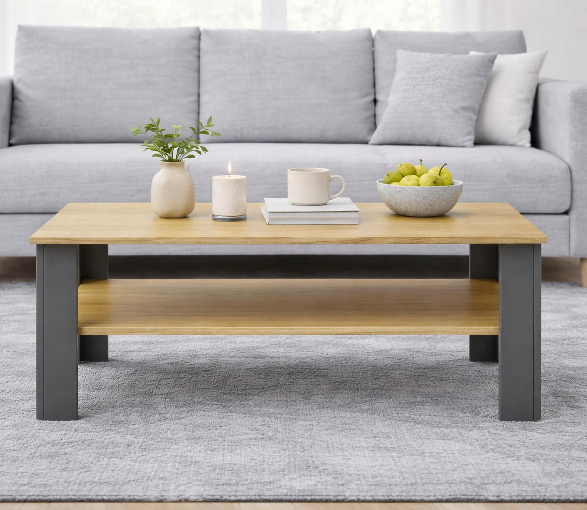 KONFERENČNÍ STOLEK, antracitová, medová, kompozitní dřevo, 100/55/44 cm - medová/antracitová, Design, kompozitní dřevo (100/55/44cm) - Livetastic