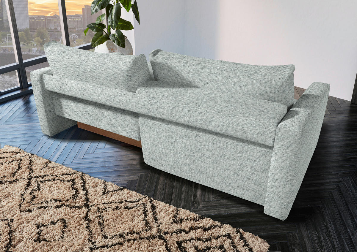 2,5-SITZER in Flachgewebe Hellgrau  - Hellgrau/Schwarz, Design, Kunststoff/Textil (240/70/125cm) - Xora