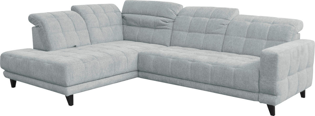 ECKSOFA in Webstoff Hellgrau  216/302 cm  - Hellgrau/Schwarz, Design, Holz/Textil (216/302cm) - Xora