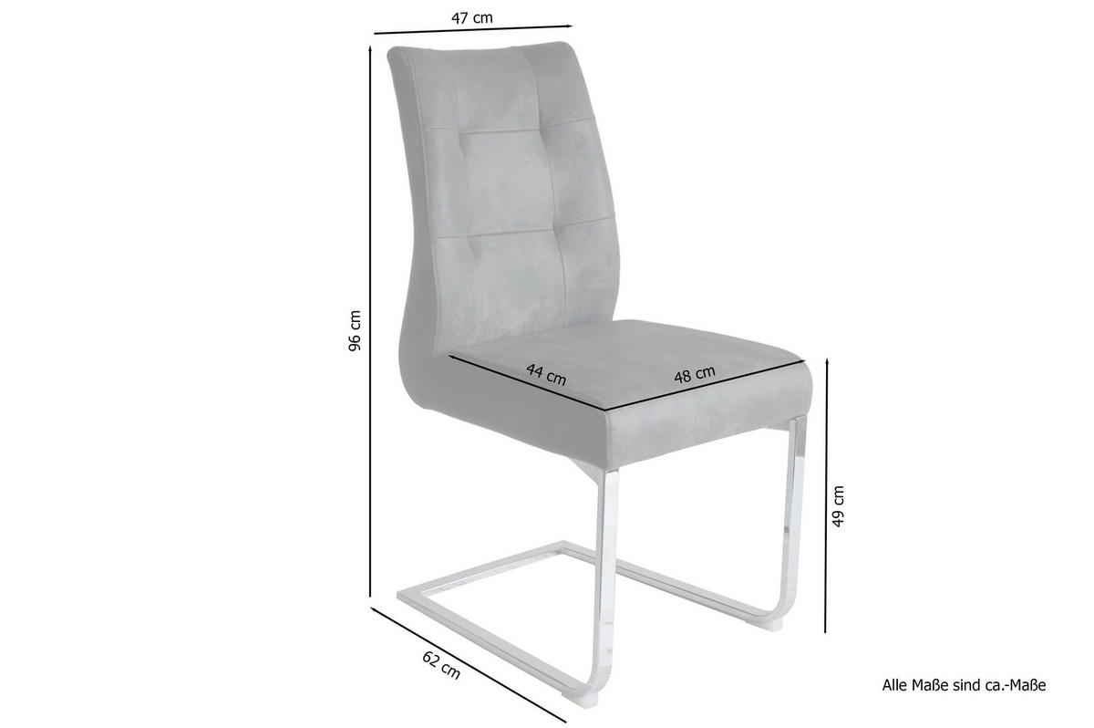 SCHWINGSTUHL-SET 2 Stück  in Stahl Mikrofaser  - Anthrazit/Silberfarben, LIFESTYLE, Textil/Metall (47/96/62cm) - MID.YOU