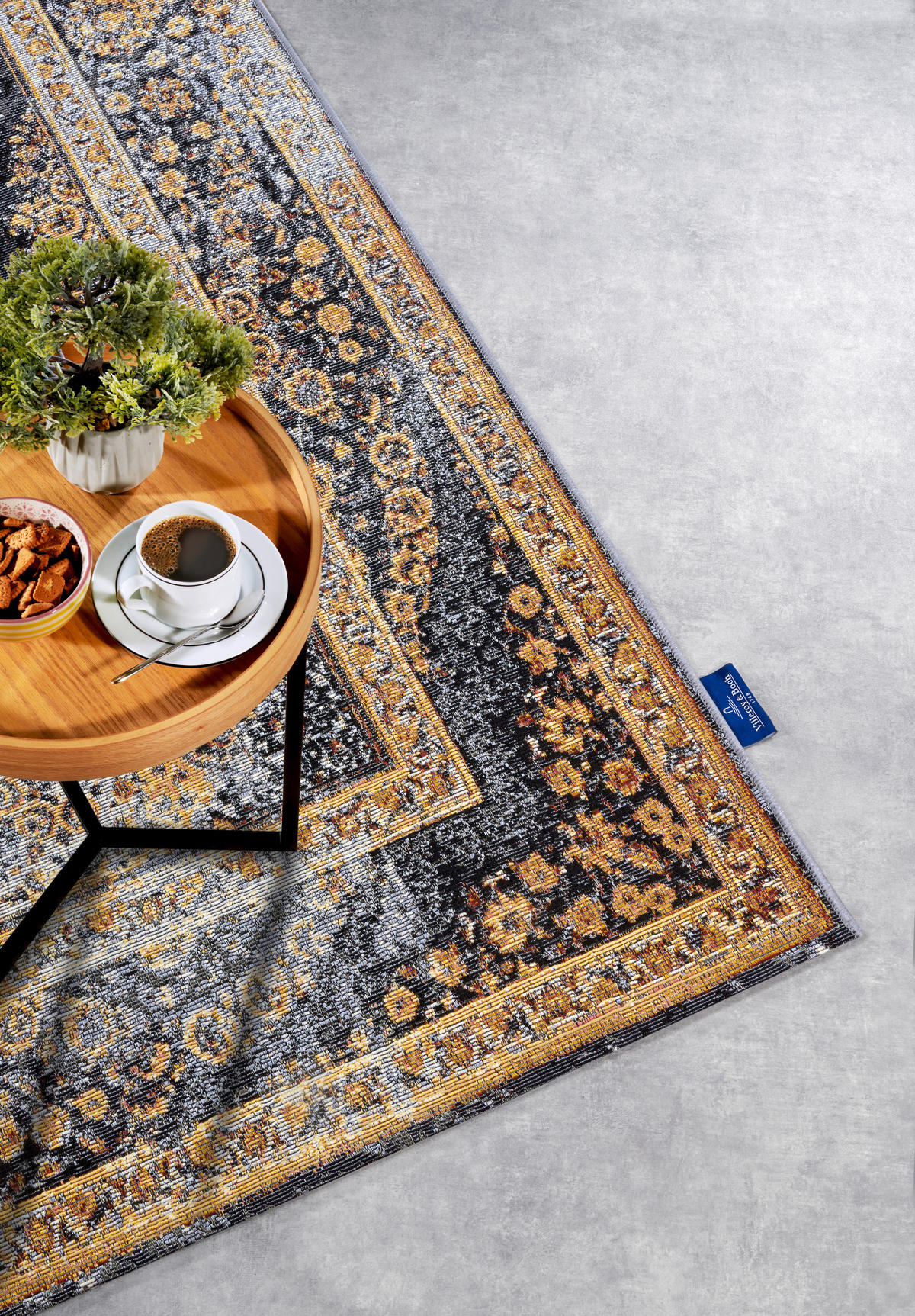 OUTDOORTEPPICH  für Terrasse und Balkon 200/285 cm Kollektion 1767 Anthrazit, Goldfarben  - Anthrazit/Goldfarben, Design, Kunststoff (200/285cm) - Villeroy & Boch