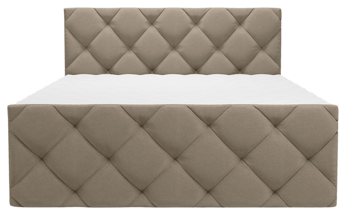 BOXSÄNG 140/200 cm  i ljusbrun  - ljusbrun/svart, Klassisk, textil/plast (140/200cm) - Carryhome