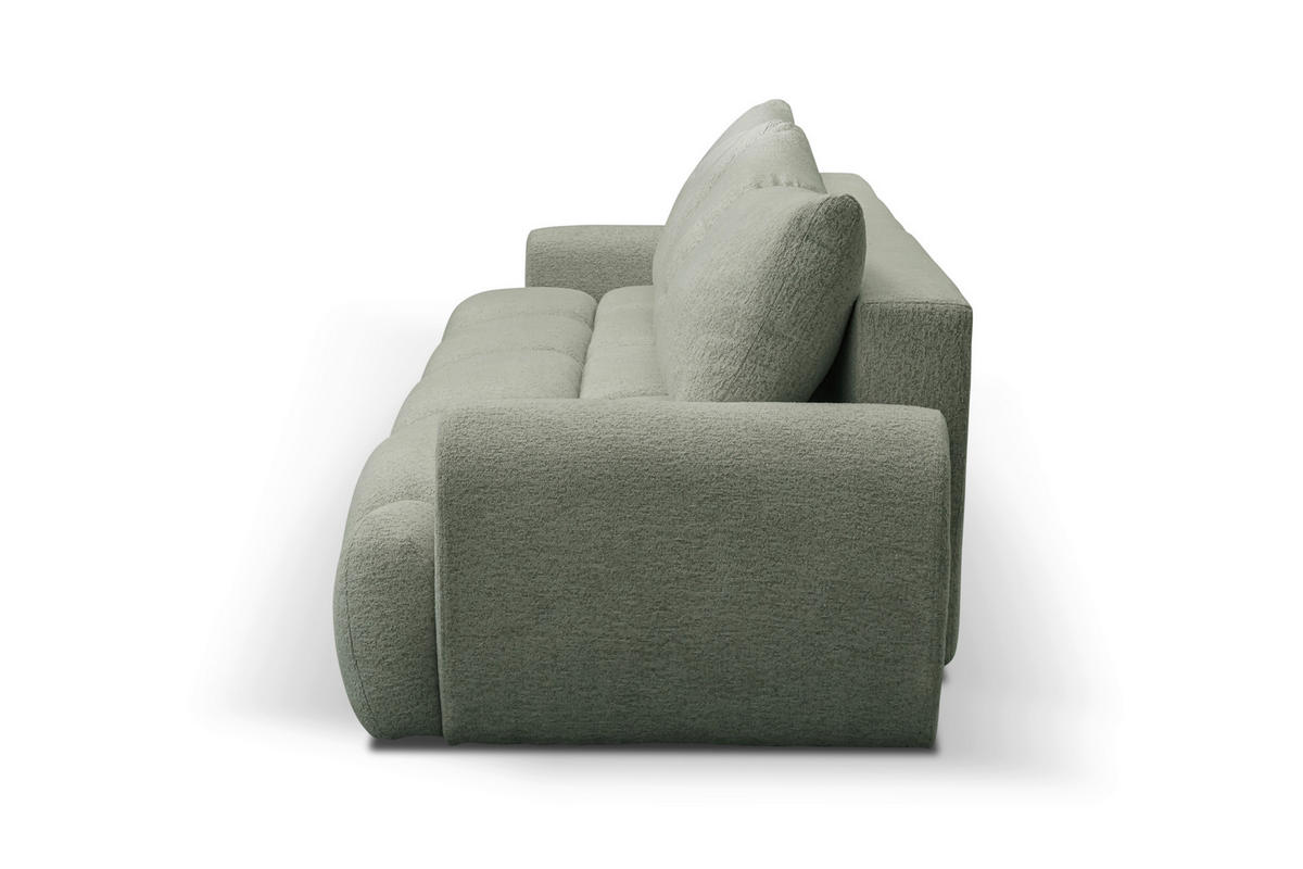 SCHLAFSOFA ALBA Struktur Olivgrün  inkl. Bettkasten, Schlaffunktion  - Schwarz/Olivgrün, Design, Holz/Textil (242/93/104cm) - MID.YOU