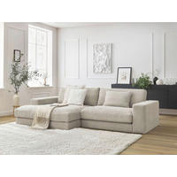 ECKSOFA Ottomane links  LEONARD  Beige Struktur  - Beige/Schwarz, MODERN, Kunststoff/Textil (159/274cm)