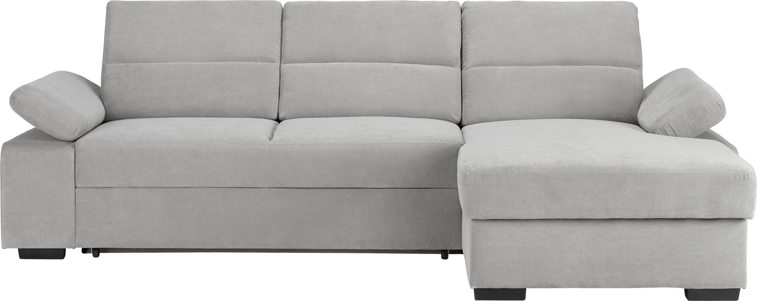 ECKSOFA  Flachgewebe Hellgrau  - Dunkelbraun/Hellgrau, Konventionell, Kunststoff/Textil (258/166cm) - Cantus