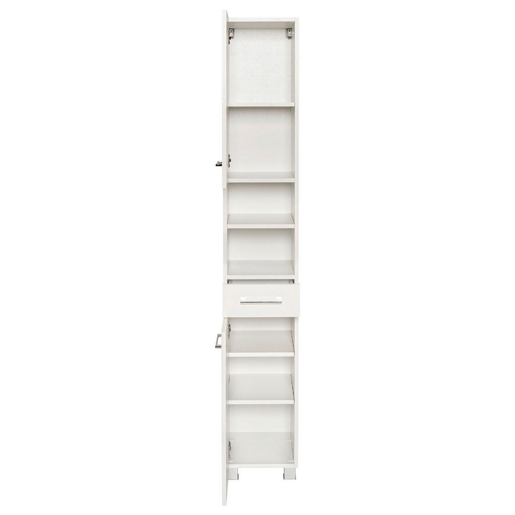 Thumbnail - Held Hochschrank, Weiß, Metall, 4 Fächer, 1 Schubladen, einzeln stellbar, 30x180x35 cm, stehend, hängend, Badezimmer, Ba...