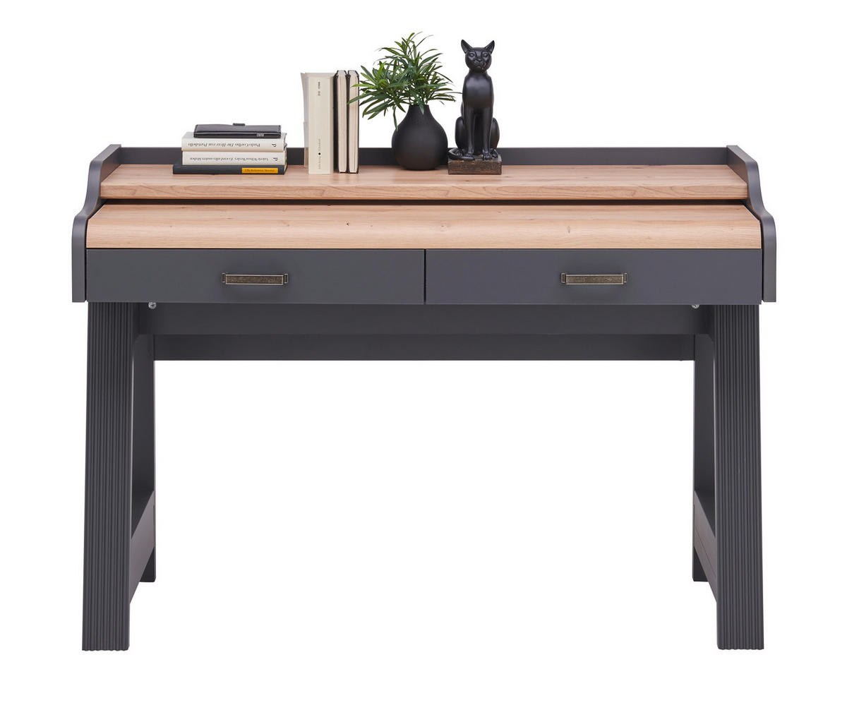 Birou in stejar Artisan  - stejar Artisan/grafit, Romantik / Landhaus, metal/material pe bază de lemn (120/53/84cm) - Landscape