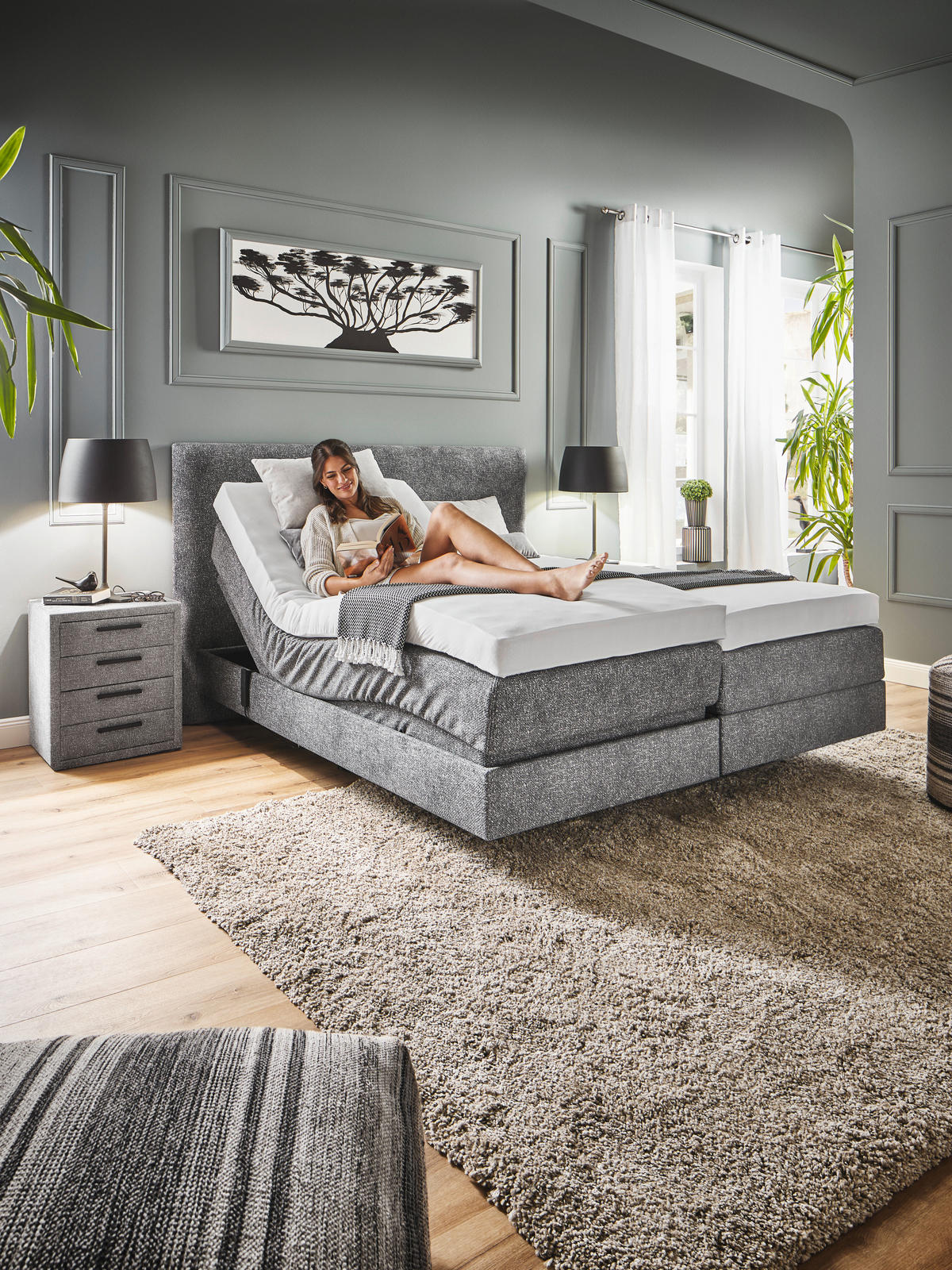 BOXSPRINGBETT 180/200 cm  in Grau  - Grau, Konventionell, Holz/Textil (180/200cm) - Dieter Knoll