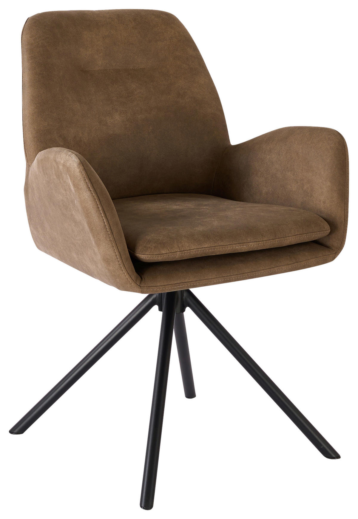 ARMLEHNSTUHL Eisen Webstoff  - Schwarz/Braun, Basics, Textil/Metall (60.5/88/62cm) - MID.YOU