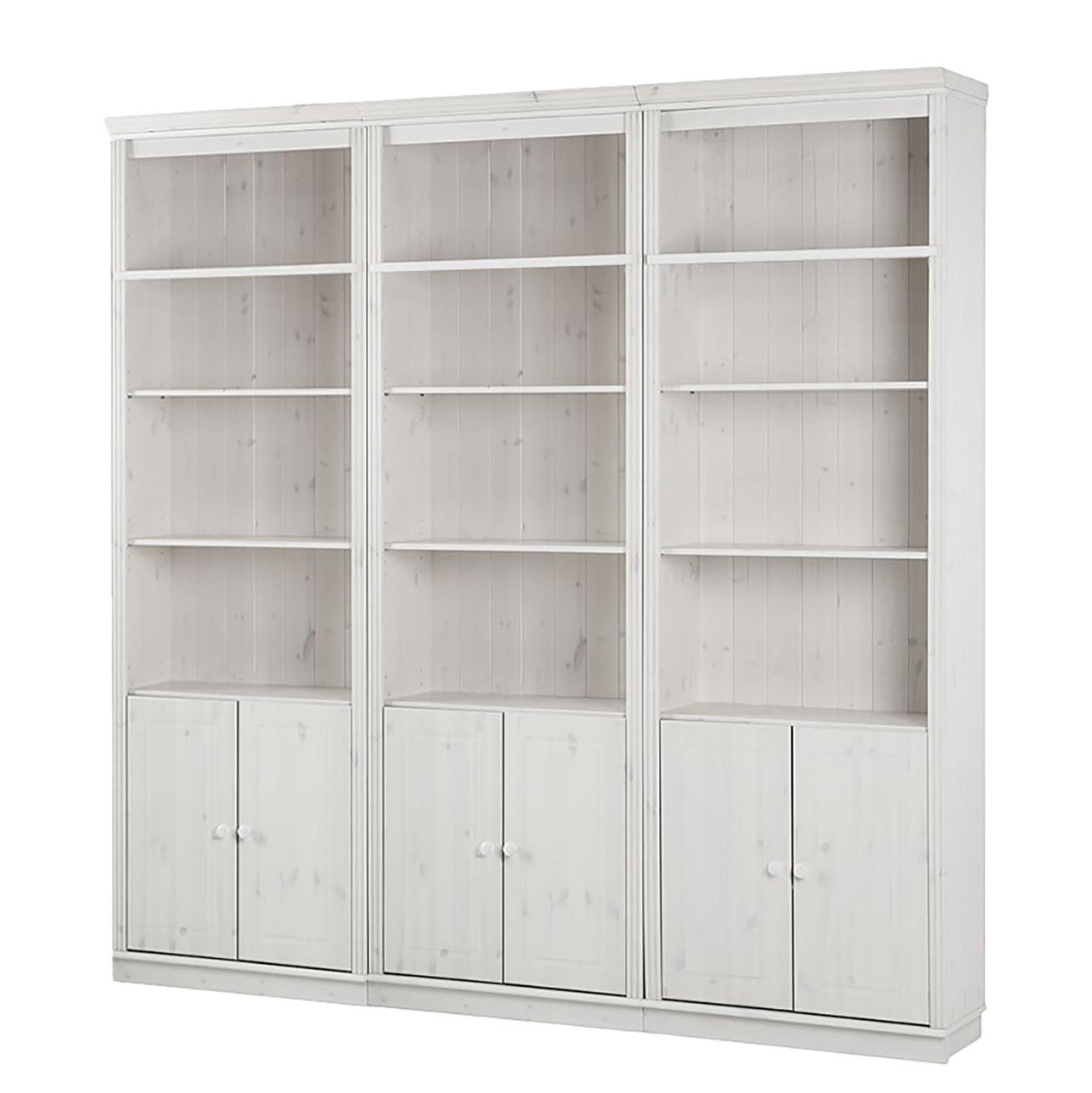 BÜCHERWAND Kiefer massiv Weiß, Kieferfarben  - Weiß/Kieferfarben, Design, Holz (223/222/34cm) - Livetastic