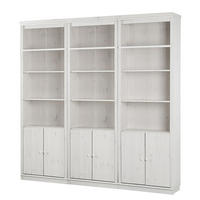 KNIHOVNA, bílá, barvy borovice, borovice, 223/222/34 cm - barvy borovice/bílá, Design, dřevo (223/222/34cm) - MID.YOU