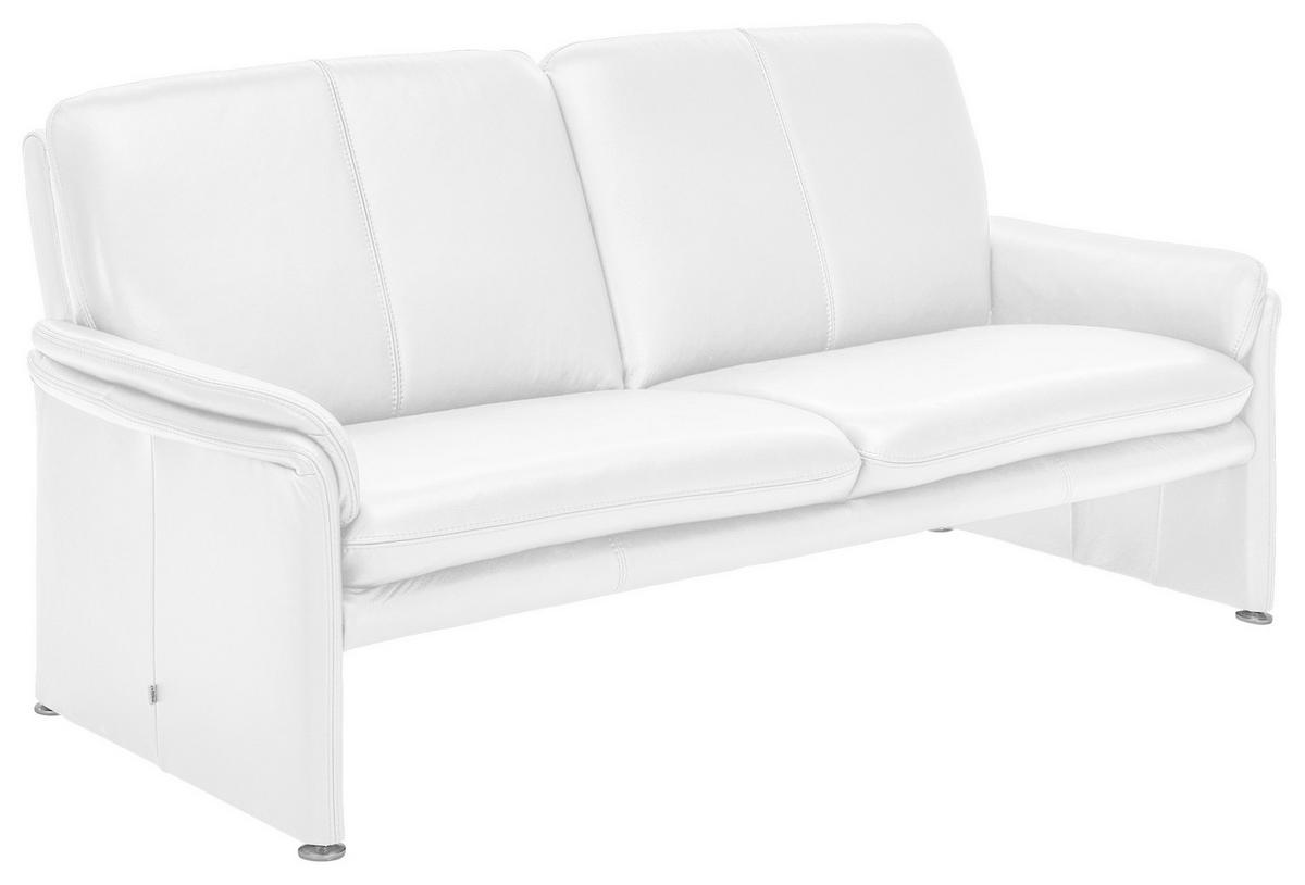 2-SITZER-SOFA Weiß Echtleder  - Chromfarben/Weiß, KONVENTIONELL, Leder/Metall (158/90/86cm) - Celina Home