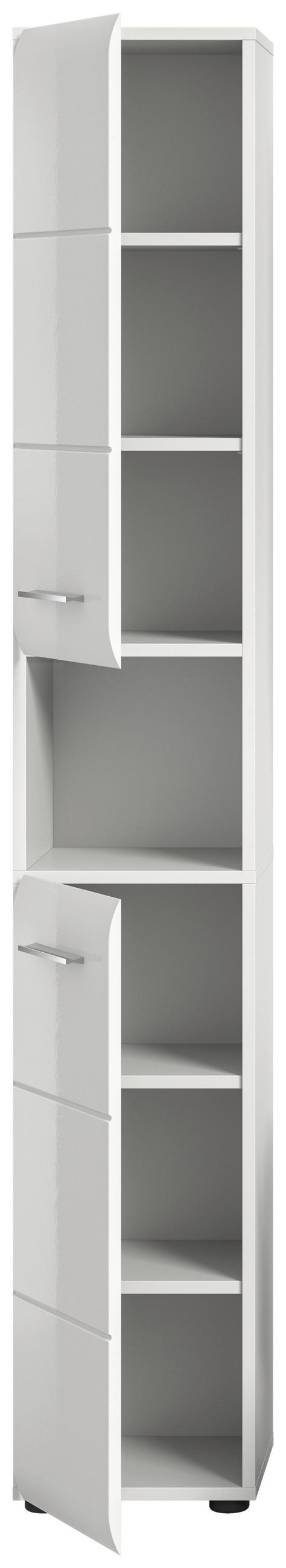 HOCHSCHRANK 30/185/30 cm  - Weiß Hochglanz/Silberfarben, MODERN, Holzwerkstoff/Kunststoff (30/185/30cm) - MID.YOU