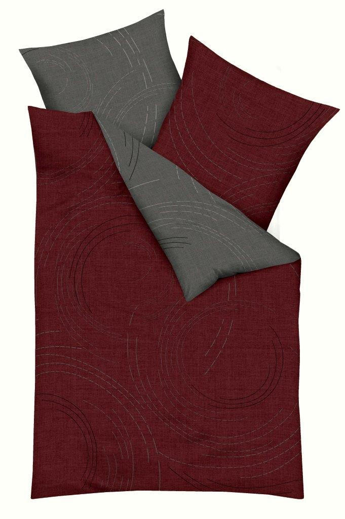 POSTELJNINA Jaro 140/200 cm saten siva, rdeča  - rdeča/siva, Moderno, tekstil (140/200cm) - Kaeppel
