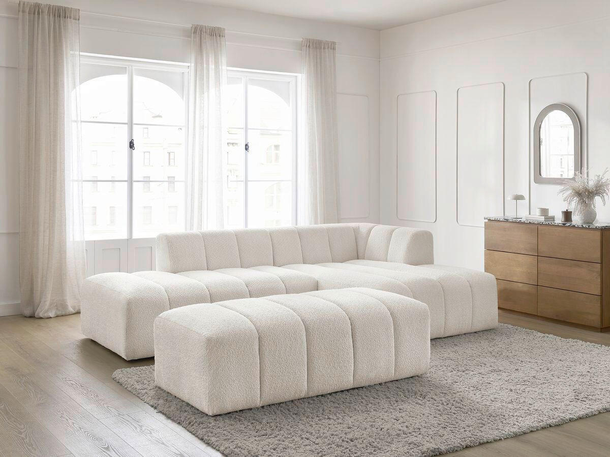 ECKSOFA  ANNECY Weiß Bouclé  - Schwarz/Weiß, MODERN, Kunststoff/Textil (262/170cm)
