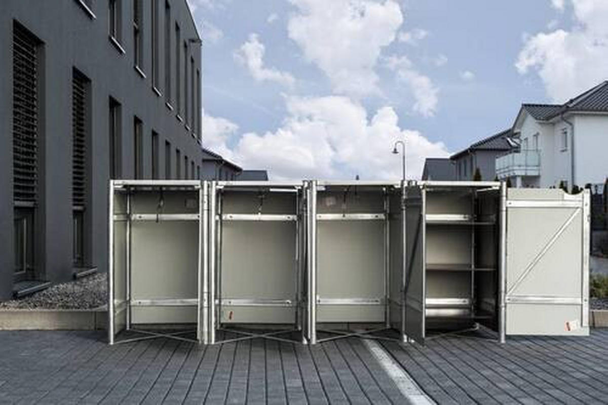 MÜLLTONNENBOX - Schwarz, Basics, Metall (279/115/81cm) - Ambia Garden